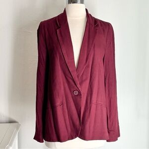 Lightweight Burgundy Single Button Front Casual Blazer, Medium